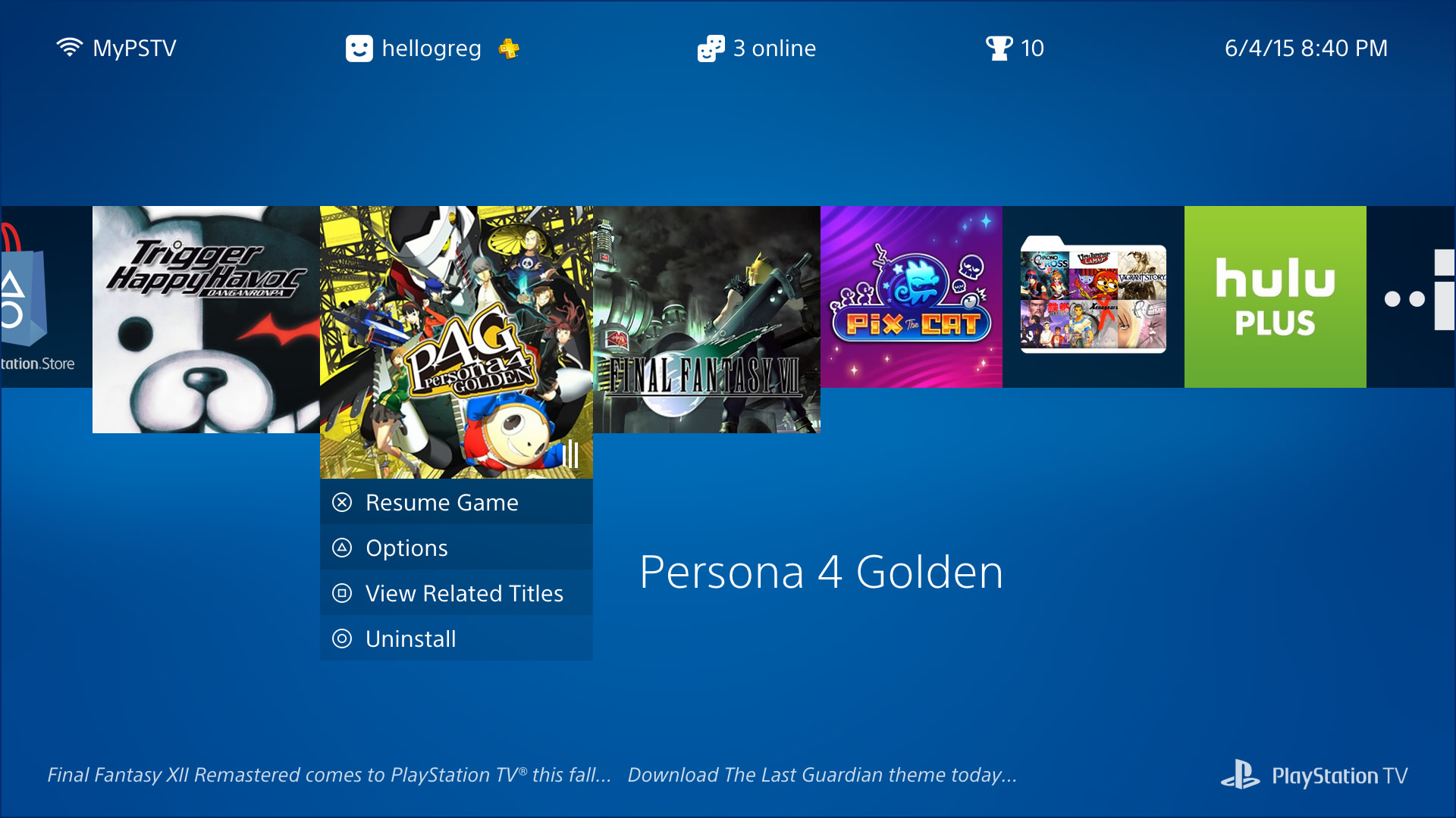 persona 4 golden playstation tv